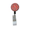 Carolines Treasures Letter M Football Scarlet and Grey Retractable Badge Reel CJ1067-MBR